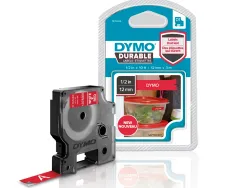 Ruban dymo d1 polyester adhésif permanent 12mmx3m blanc/rouge