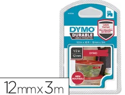 Ruban dymo d1 polyester adhésif permanent 12mmx3m blanc/rouge