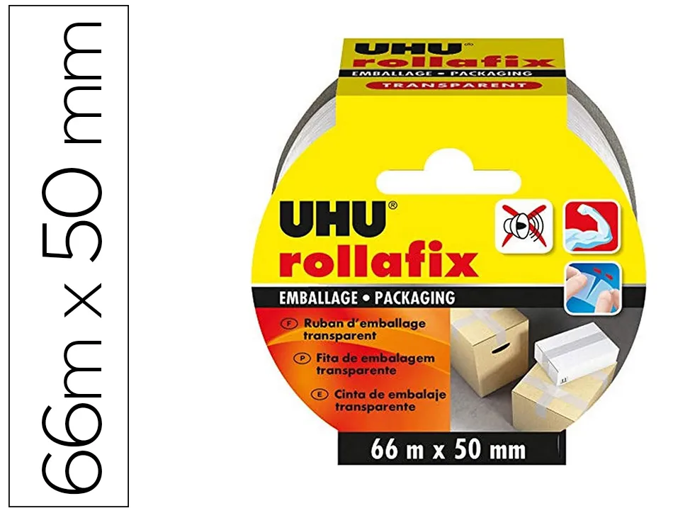 Ruban emballage rollafix transparent 3x66mx50 mm