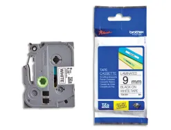 Ruban laminé tze pour titreuse brother p-touch tze221 9mm coloris impression noir/blanc