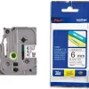 Ruban laminé tze pour titreuse brother p-touch tze211 6mm coloris impression noir/blanc