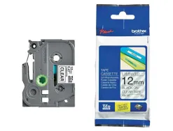 Ruban laminé tze pour titreuse brother p-touch tze131 12mm coloris impression noir/transparent
