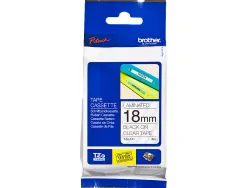 Ruban laminé tze pour titreuse brother p-touch tze141 18mm coloris impression noir/transparent
