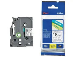 Ruban laminé tze pour titreuse brother p-touch tze141 18mm coloris impression noir/transparent