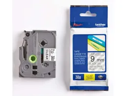 Ruban laminé tze pour titreuse brother p-touch tze121 9mm coloris impression noir/transparent