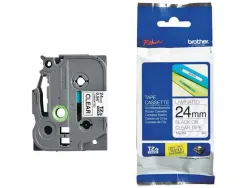 Ruban laminé tze pour titreuse brother p-touch tze151 24mm coloris impression noir/transparent