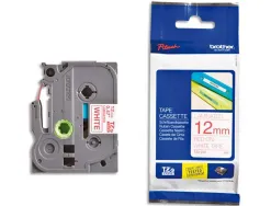 Ruban laminé tze pour titreuse brother p-touch tze232 12mm coloris impression rouge/blanc