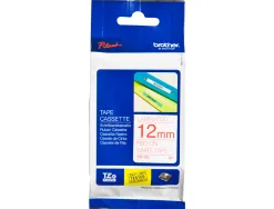 Ruban laminé tze pour titreuse brother p-touch tze232 12mm coloris impression rouge/blanc