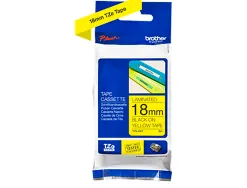Ruban laminé tze pour titreuse brother p-touch tze641 18mm coloris impression noir/jaune