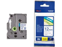 Ruban laminé tze pour titreuse brother p-touch tze233 12mm coloris impression bleu/blanc