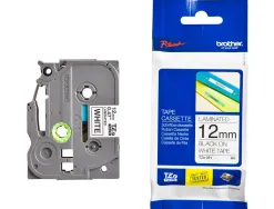 Ruban laminé tze pour titreuse brother p-touch tze231 12mm coloris impression noir/blanc