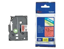 Ruban laminé tze pour titreuse brother p-touch tze431 12mm coloris impression noir/rouge
