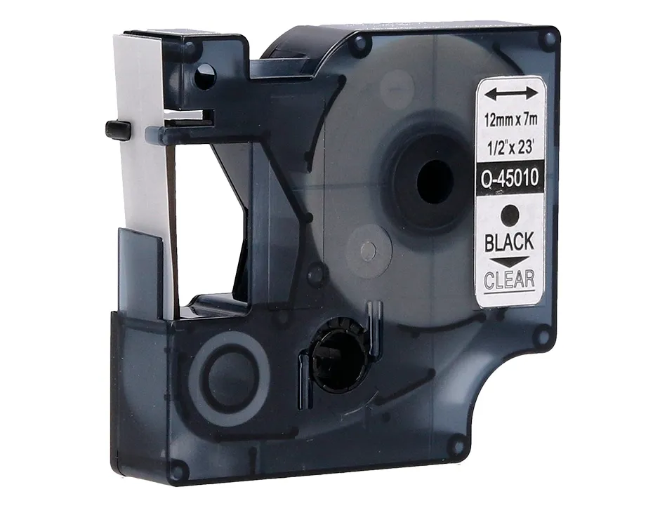Ruban q-connect noir-transparent 12mm x 7mt d1 0-45010