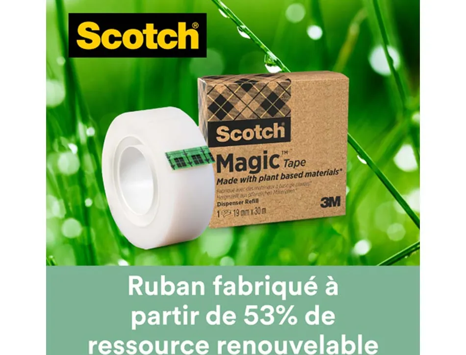 Ruban scotch magic recyclé 19 mm x 30 m boîte individuelle