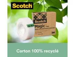 Ruban scotch magic recyclé 19 mm x 30 m boîte individuelle