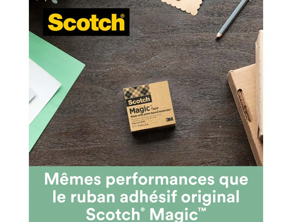 Ruban scotch magic recyclé 19 mm x 30 m boîte individuelle