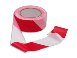 Ruban signalisation viso non adhesif polypropylene tres resistant reutilisable 100mx5cm coloris rouge/blanc