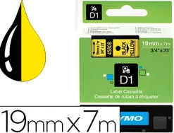 Ruban titreuse dymo d1 19mmx7m coloris impression noir/jaune