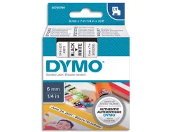Ruban titreuse dymo d1 6mmx7m coloris impression noir/blanc