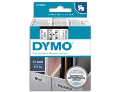 Ruban titreuse dymo d1 12mmx7m coloris impression noir/blanc
