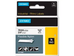 Ruban titreuse dymo industriel rhino support nylon flexible 19mmx3.5m coloris impression noir/blanc