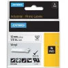 Ruban titreuse dymo industriel rhino support vinyle 12mmx5.5m coloris impression noir/blanc
