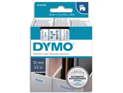 Ruban titreuse dymo électronique standard d1 12mmx7m 31g coloris impression bleu/blanc