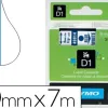 Ruban titreuse dymo électronique standard d1 9mmx7m 30g coloris impression bleu/blanc