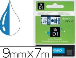 Ruban titreuse dymo électronique standard d1 9mmx7m 30g coloris impression bleu/blanc