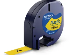 Ruban titreuse dymo letratag support plastique 12mmx4m coloris impression noir/jaune
