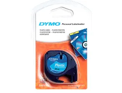 Ruban titreuse dymo letratag support plastique 12mmx4m coloris impression noir/bleu