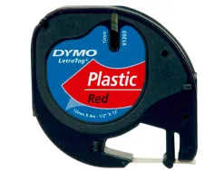 Ruban titreuse dymo letratag support polyester 12x4mm coloris impression noir/rouge