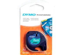 Ruban titreuse dymo letratag support plastique 12mmx4m coloris impression noir/vert