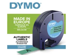 Ruban titreuse dymo letratag support plastique 12mmx4m coloris impression noir/vert