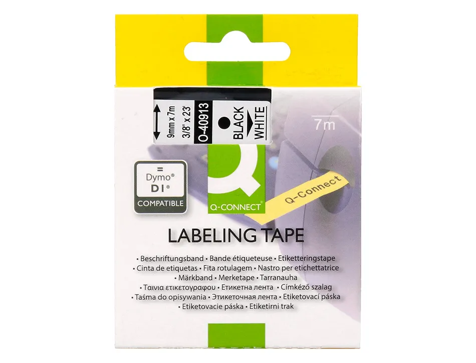 Ruban titreuse q-connect 1000 noir-blanc 9mm x 7mt d2 0-40913