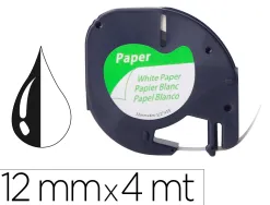 Ruban titreuse q-connect 12mm x 4 mt noir-blanc support papier letratag 091200