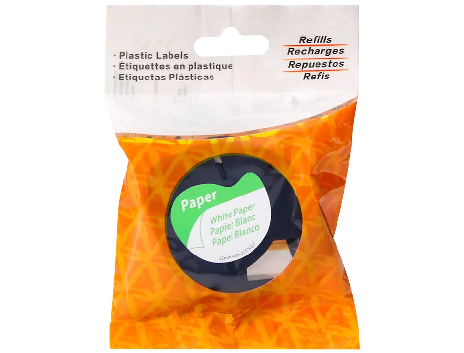 Ruban titreuse q-connect 12mm x 4 mt noir-blanc support papier letratag 091200