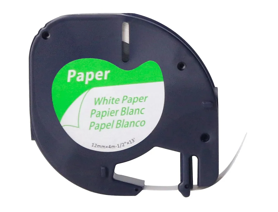 Ruban titreuse q-connect 12mm x 4 mt noir-blanc support papier letratag 091200