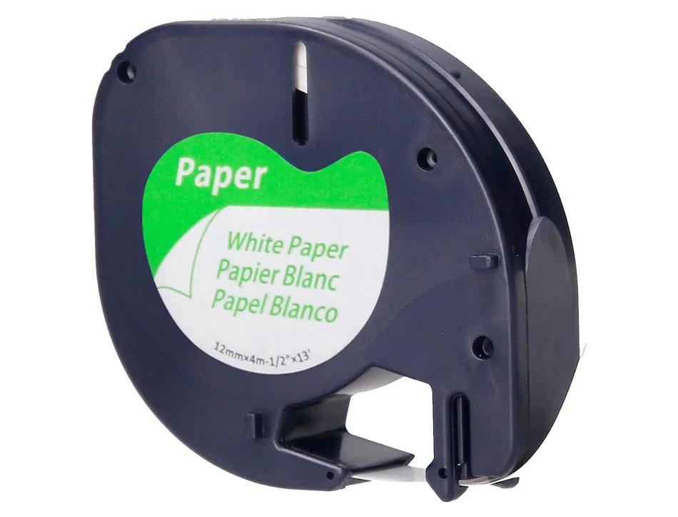 Ruban titreuse q-connect 12mm x 4 mt noir-blanc support papier letratag 091200