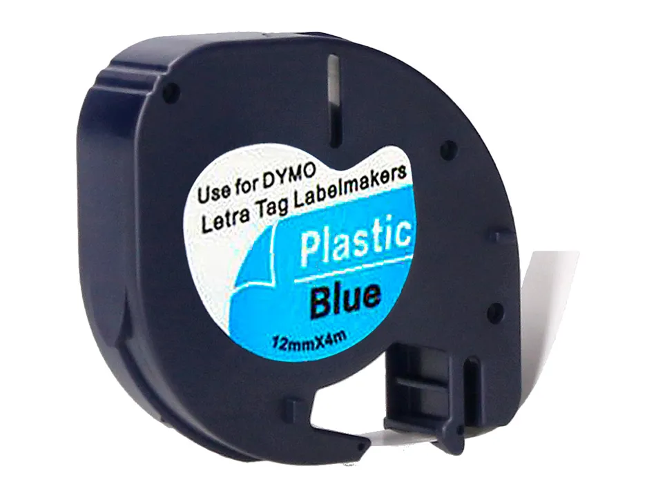 Ruban titreuse q-connect 12mm x 4 mt noir-bleu letratag 091205
