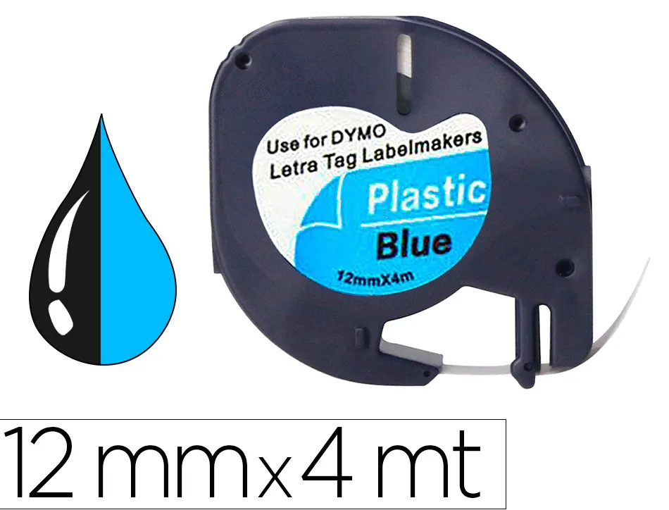 Ruban titreuse q-connect 12mm x 4 mt noir-bleu letratag 091205