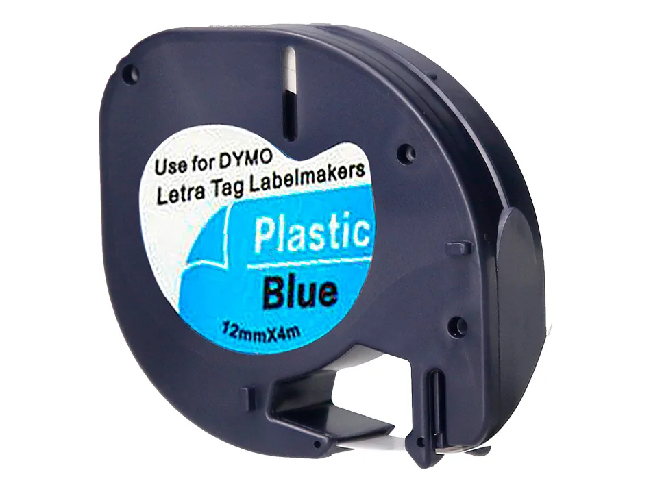 Ruban titreuse q-connect 12mm x 4 mt noir-bleu letratag 091205
