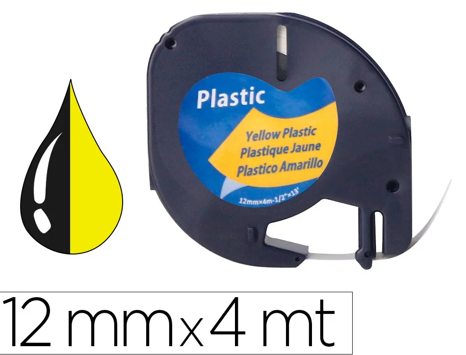 Ruban titreuse q-connect 12mm x 4 mt noir-jaune letratag 091202