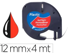 Ruban titreuse q-connect 12mm x 4 mt noir-rouge letratag 091203