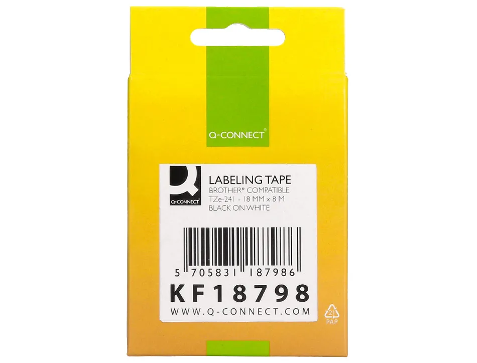 Ruban titreuse q-connect tze-241 blanc-noir 18 mm x 8 mt oze-241