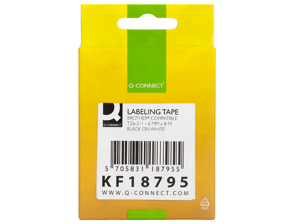 Ruban titreuse q-connect tze-211 blanc-noir 6 mm x 8 mt oze-211