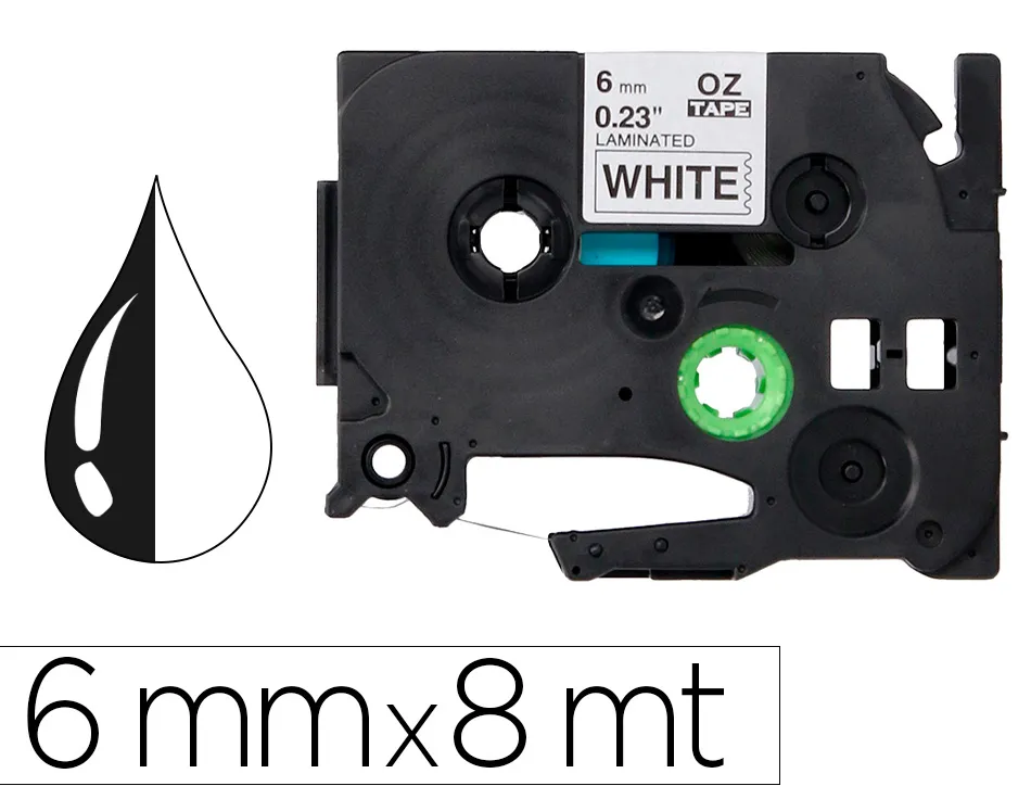 Ruban titreuse q-connect tze-211 blanc-noir 6 mm x 8 mt oze-211