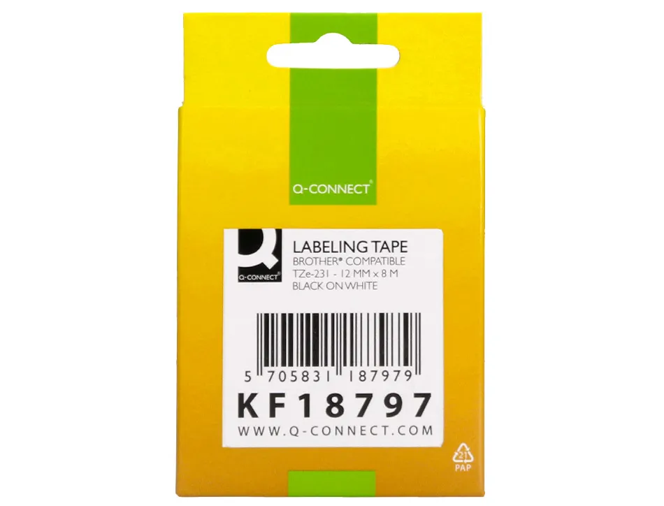 Ruban titreuse q-connect tze-231 blanc-noir 12 mm x 8 mt oze-231