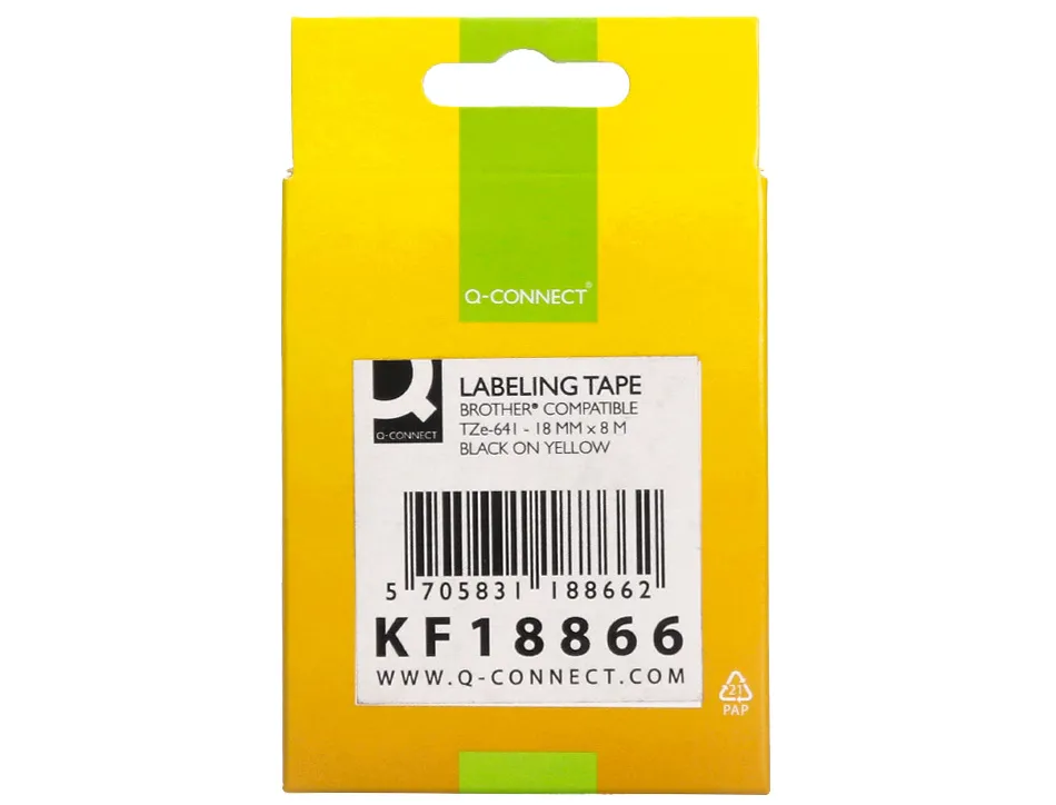 Ruban titreuse q-connect tze-641 jaune-noir 18 mm x 8 mt oze-641