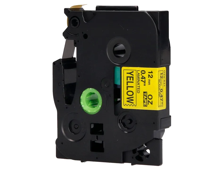 Ruban titreuse q-connect tze-631 jaune-noir 12 mm x 8 mt oze-631
